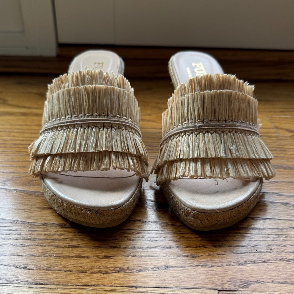 Fuego Fringe Tan Slide Sandals